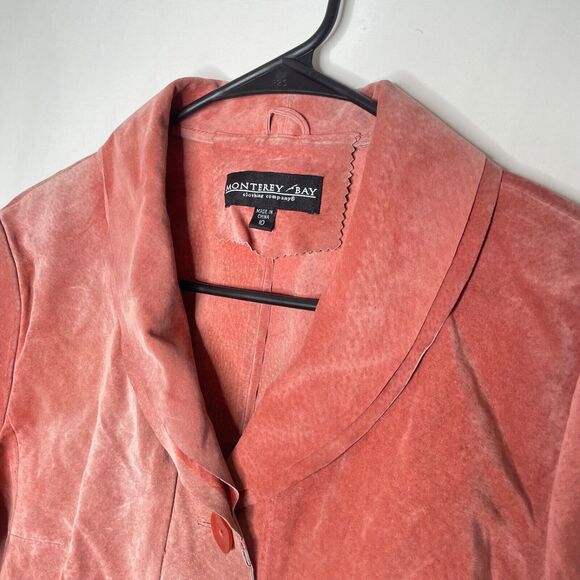 Vintage Pink Suede Leather Jacket Size 10 Peplum Western Cowgirl Mod Indie - Picture 3 of 11